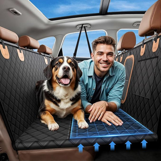 A-Pce 600D Heavy Duty Dog Car Seat Cover for Back Seat, 2026 Upgraded | Hard Bottom Back Seat Extender for Pets- Holds 600lbs, Waterproof Scratch Proof Nonslip Dog Hammock for Cars Trucks and SUVs by A-PceforSeat