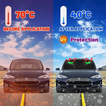 Socira Cat Eyes Car Windshield Sun Shade Umbrella Style Sunshade Funny | Block UV Rays Sun Visor Protector Auto Windshield Sunshade to Keep Vehicle Cool for Cars Trucks & Suvs 57 X 30 in - Image 6