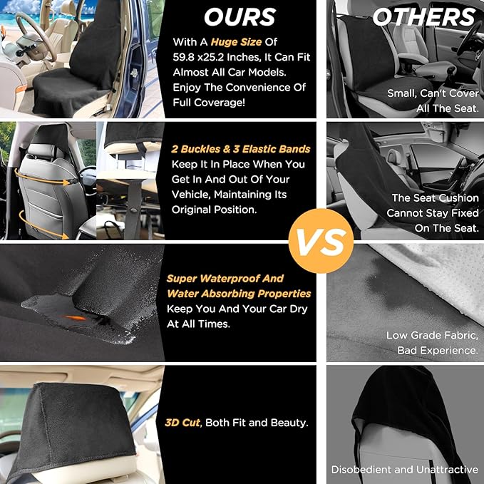 Waterproof Car Seat Cover Towel | Sweat-proof, Universal Fit for SUV & Truck, For Gym, Yoga, Pets, Workout, Beach, Microfiber Fabric, Machine Washable - Image 4