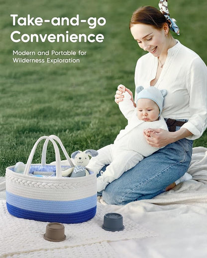 Maliton Baby Diaper Caddy Organizer, Cotton Rope Diaper Caddy Basket, Large Storage Basket for Newborn Boys and Girls, Gift for Baby Shower List, Newborn Essentials - Image 5