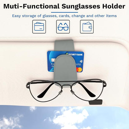 BFXM Car Sunglass Holder, Magnetic Leather Sunglass Holder | Eyeglass Hanger Clip for Car Sun Visor, Car Sun Visor Ticket and Card Clip - Image 4