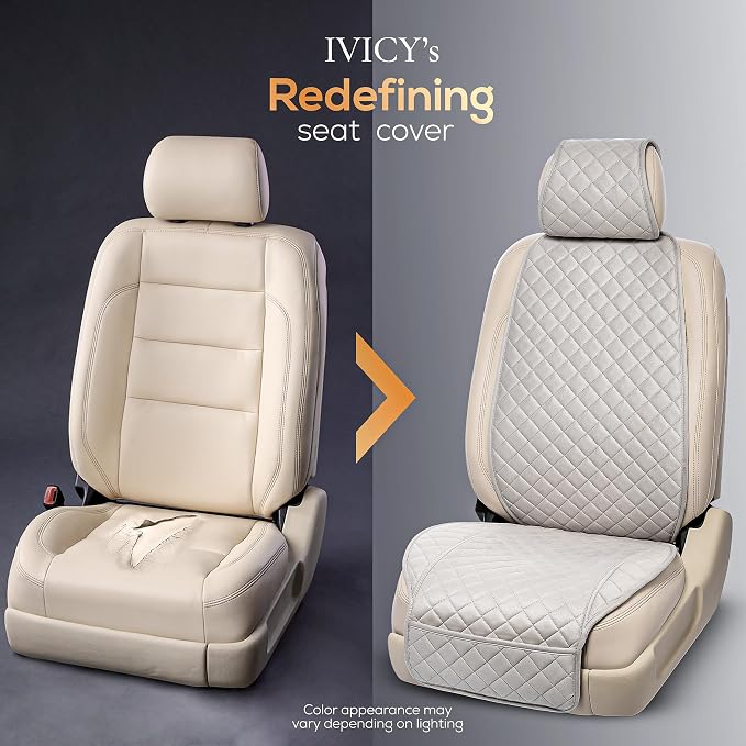 IVICY Faux Suede Front Car Seat Cover, Seat Protector, 1 Unit, Light Gray | Non-Slip Bucket Sear Cover for Most Cars, SUVs, Vans & Trucks – Machine Washable, Side-Airbag Friendly - Image 6