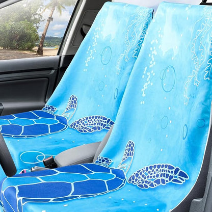 Hahafelt 2 Pack Car Seat Towel Cover with Storage Bag, Sea Turtles | 63 x 32 in Car Towel Seat Cover Non Slip Waterproof, Gym Workout Swimming Running, Machine Washable Sweat Absorbent Protector - Image 6