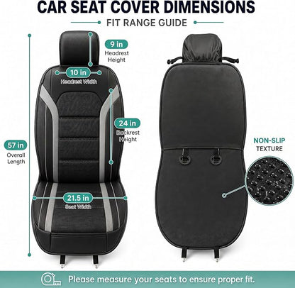 FH Group Front Set Faux Leather Car Seat Covers Cushions for Low Back Seat, Universal Fit, Airbag Compatible Seat Cover for SUV, Sedan Gray/Black - Image 8