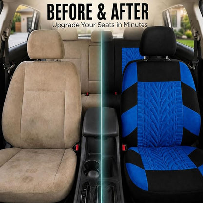 FH Group Full Set Travel Master Car Seat Covers, Airbag and Split Rear Car Seat Cover Universal Fit Interior Accessories for Cars Trucks SUV, Automotive Seat Covers, Blue - Image 10