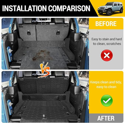Cargo Mats for 2021-2026 Jeep Wrangler JL 4XE Trunk Mat with Backrest Liner All Weather TPE Protector Rear Back Seat Mats for 2021 2022 2023 2024 2025 2026 Wrangler JL 4XE 4 Door Accessories - Image 3