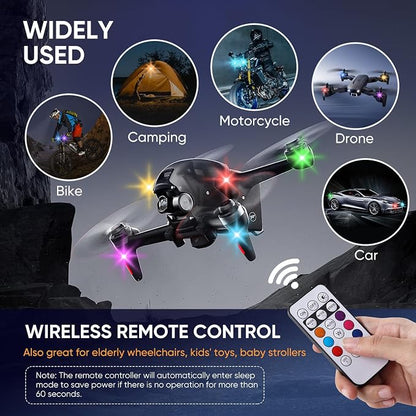 Upgraded 4LEDs 4PCS Wireless LED Strobe Lights with Remote Control, 8 Colors Type-C Rechargeable Led Lights Anti Collision Warning Light for Car Motorcycle Bike Drone Aircraft - Image 4