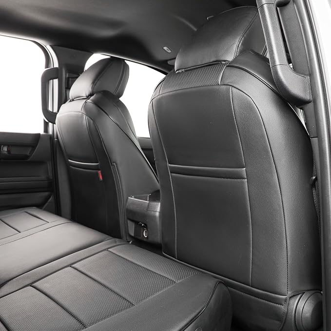 EKR Custom Fit Tacoma Front Car Seat Covers for Toyota Tacoma (Petrol & Hybrid) 2024 2025 2026 Double cab SR/SR5/TRD Sport/TRD Off-Road/Limited - Front Row Only,Faux Leather(Black) - Image 5