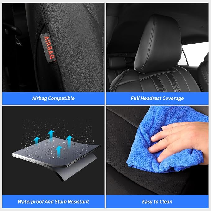 Faux Leather Seat Covers for 2022-2026 Toyota Corolla Cross Hybrid | Full Set Suv Seat Cushion for Corolla Cross L/XLE/LE,Luxury Waterproof Car Seat Protector,Factory Look,Black-Carbon - Image 6