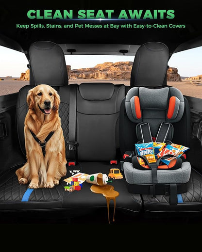 RIDEPOSH for Jeep Wrangler Leather Custom Car Seat Covers Full Set 4 Door | 2018-2026 JL, without Rear Cup Holder, Not for 4XE, Luxury Waterproof Protector, 40/60 Spilt, 5 Seats, Full Coverage, Durable - Image 7