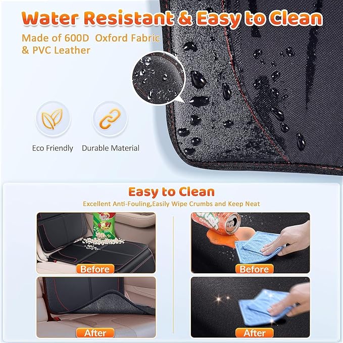 Gimars XL Thickened Car Seat Pad, Pack of 2, [ISOFIX Suitable], Universal Waterproof 600D Oxford Car Seat Protector with Mesh Pockets, Universal for SUVs, Cars and Trucks, Black - Image 6