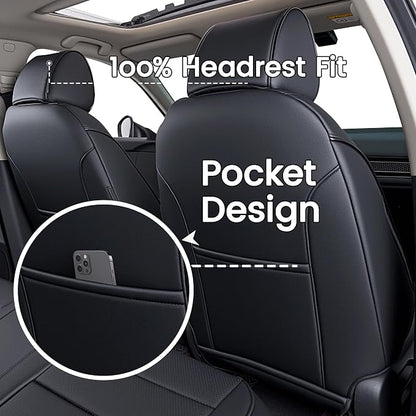 HKZ Custom Fit Civic Seat Cover Full Set for Honda Civic 4 Door Sedan-Only (2022 2023 2024 EX)&(2025-2026 Sport),5-Seats Full Set,Leather Seat Protector(Black) - Image 4