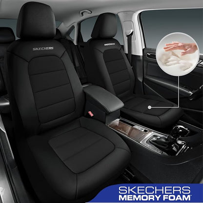 Skechers Memory Foam Seat Covers,Thick Cool Touch Fabric Car Seat Covers,Seat Cover Full Set Airbag Compatible,Automotive Comfort Protection for Most Cars,Vans,Trucks,SUV,Black - Image 2