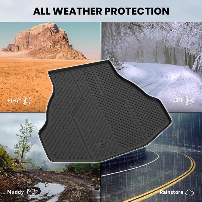 LASFIT Trunk Mat for Honda Accord 2017 2016 2015 2014 2013 (Only Sedan) | All Weather Custom Fit Anti-Slip Pet Friendly Easy Clean TPE Trunk Liner Cargo Mat, Black (NOT Coupe & Hybrid) - Image 8