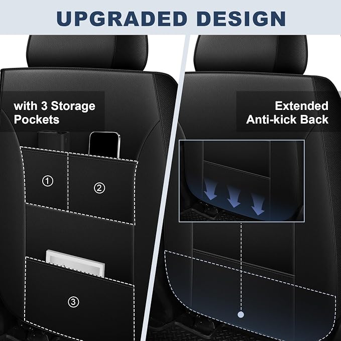 IKABEVEM Car Seat Covers for Kia Seltos 2021-2023 2024 2025 2026 Full Set | Custom Fit,Waterproof Faux Leather,Scratch Resistant,Fully Wrapped,Easy to Install & Wipe Clean,Black Interior Seat Protector - Image 5
