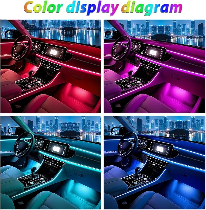 Car Led Strip Lights, Interior Car Lights, App Control Ambient Lighting Kit With RGB 16 Million Colors Fiber Optics&Music Sync Rhythm, USB Neon Light Accessories for Center Console&Dashboard, Upgraded - Image 3