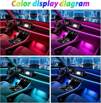 Car Led Strip Lights, Interior Car Lights, App Control Ambient Lighting Kit With RGB 16 Million Colors Fiber Optics&Music Sync Rhythm, USB Neon Light Accessories for Center Console&Dashboard, Upgraded - Image 3