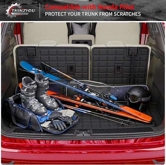 Trunk Mat with Backrest Mat for 2023-2026 Honda Pilot | Cargo Mat Cargo Liner Trunk Liner Back Seat Cover Protector TPE All Weather 2025 Pilot Accessories - Image 8