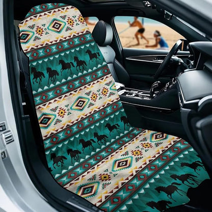 SEANATIVE Car Seat Cover Car Towel - Washable Sweat Protector for Workout, Sports Towel Cushion Cover, Women Men Dogs' Universal Seat Covers for Cars Trucks SUV, Aztec Tribal Horse Print - Image 2