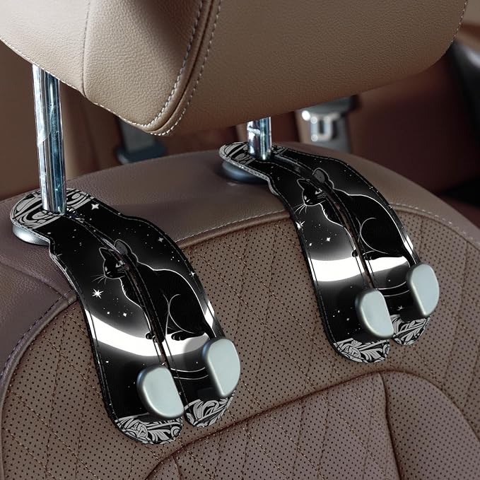 CoBak Purse Hook for Car - Universal Premium Stitched Leather and Aluminum-Magnesium Alloy Double Car Seat Back Storage Hook for Purses, Handbags, Bags (2 Pack),Mystic Night by PopulartabletcasebrandWegivepeoplethebestdesignofprotectingvariouselectronicdevices