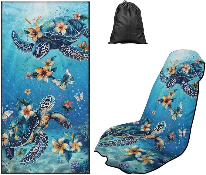 Car Towel Seat Cover 1 Piece Sea Turtle Car Seat Cover Protector Front Seats Breathable Comfortable Universal Fit for SUV Van Truck Sedan by Aplkyhs