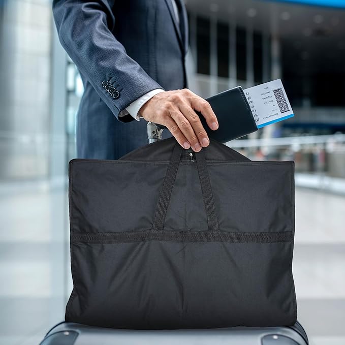 Lazebox 43" Travel Garment Bag with Accessories Zipper Pocket, Heavy Duty Suit Bag for Suits, Tuxedos, Dresses, Coats, Black, 3 packs - Image 8