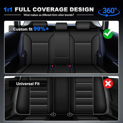 AOMSAZTO Custom Fit Seat Covers for Toyota RAV4 2019-2025 Hybrid Models | (Not for XSE&2022-2025 SE Hybrid and Prime )-Airbag Compatible Waterproof Full Set Faux Leather Black - Image 7