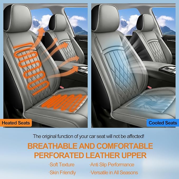Fit Venza Car Seat Covers Compatible with Toyota Venza 2009-2020 - Waterproof Breathable Leather Seat Cushions Protector,Airbag Compatible,Only 2 Front seat Covers(Gray) - Image 5