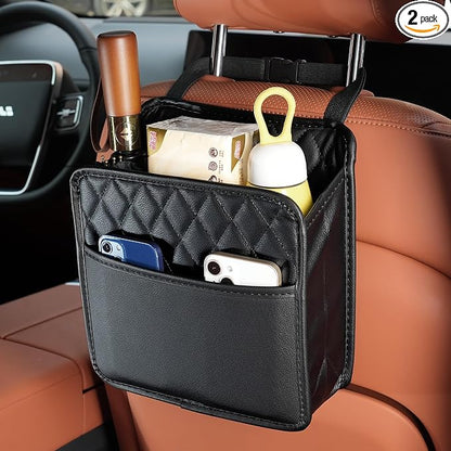 FrgKbTm 2Pack Car Seat Back Hanging Bag Car Document Holder Multi-Pocket Bottle Bag Storage Waterproof Pu Leather Box Organizer Travel Tidy Pouch Pocket Kids by FrgKbTm
