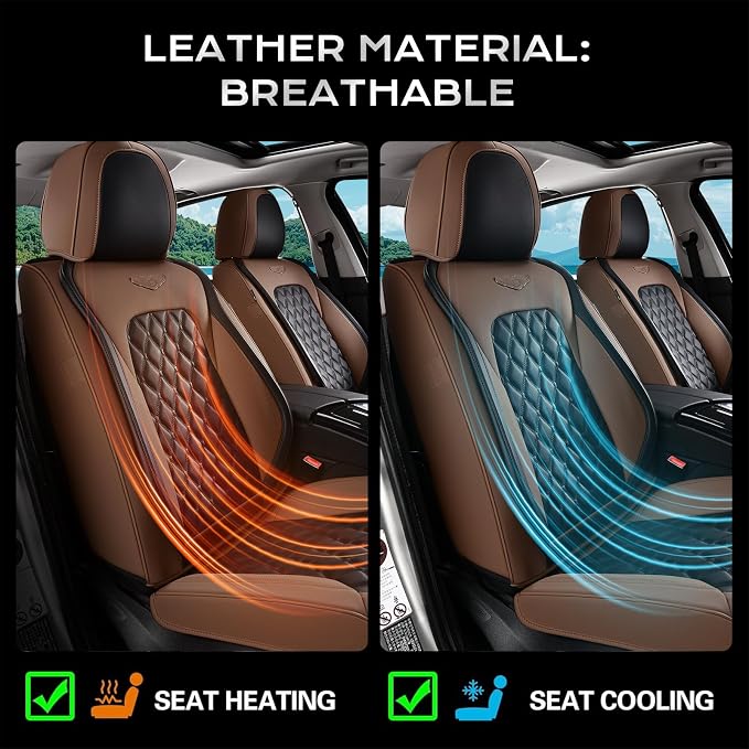 Coverado Universal Car Seat Covers Full Set, Premium Breathable Waterproof Faux Leather Front & Rear Seat Protectors, Luxury Automotive Interior for Sedans SUVs Trucks – CoffeeBlack - Image 6