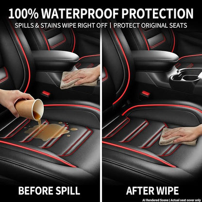 Fit CX-50 Seat Covers Custom Fit for Mazda CX-50 2023-2026, Front Pair | Premium Leather Full Coverage Protectors, Waterproof, Breathable, Scratch Resistant, Easy Wipe, Airbag Compatible, RedTrim - Image 6