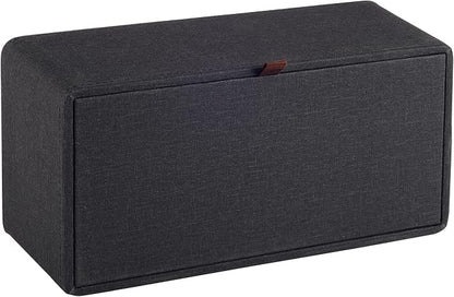 High-end Pu Leather Tissue Box Holder Two Color Combination-Linen and Wood Grain,Rounded Rectangle Napkin Paper Case Dispenser for Home Bathroom Dresser Offices Car Tissue Cover (Black) - Image 3