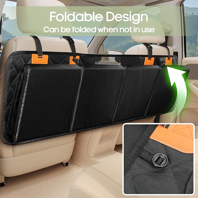 Dog Car Seat Cover for Back Seat, Hard Bottom Back Seat Extender | Supports 400lbs, Waterproof Rear Seat Pet Cover, Dog Hammock with Mesh Window, For Car SUV - Image 5