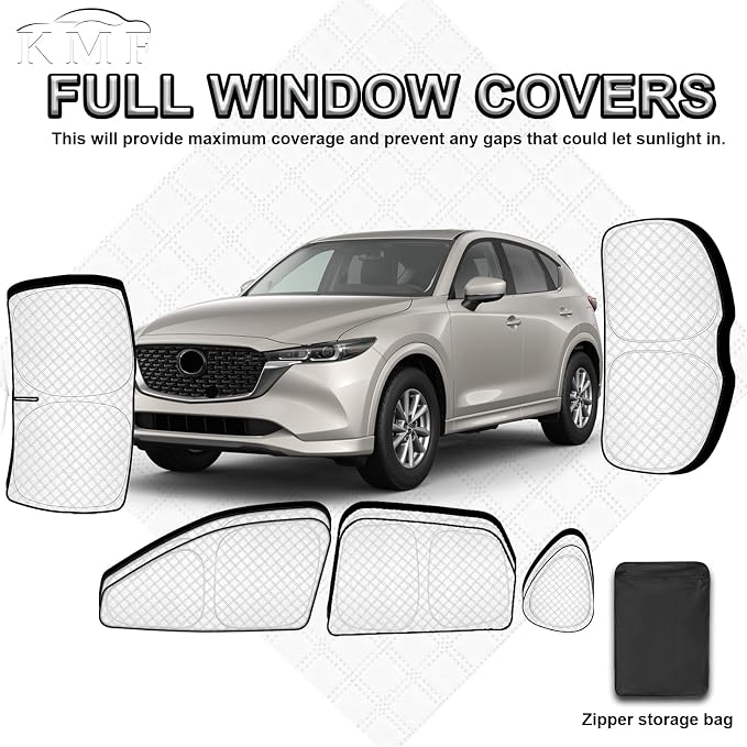 KMF 8pcs Thicken Full Sun Shades for Mazda CX-5 Accessories 2017-2025, Car Window Covers Sunshade for Windshield Side Rear, UV Block and Privacy Blackout for Car Camping Outdoor - Image 7