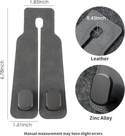 KINIVA Car Seat Headrest Storage Hooks, Set of 2, Suede PU Leather, Double Hooks (Grey) - Image 6