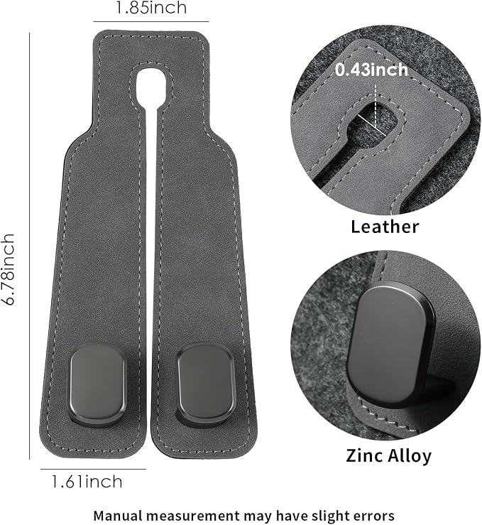 KINIVA Car Seat Headrest Storage Hooks, Set of 2, Suede PU Leather, Double Hooks (Grey-4 Pack) - Image 4