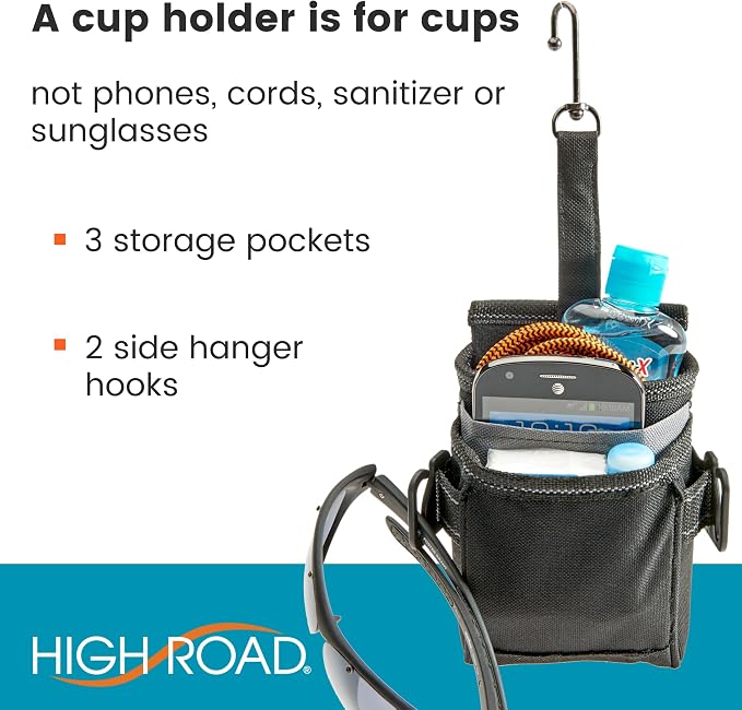DriverPockets Car Vent Organizer - Hanging Phone Holder and Car Pen Holder | High Road Car Pouch Organizer Keeps Phones, Pens, Cords and Sanitizer on the Dashboard Within Easy Reach - Image 3