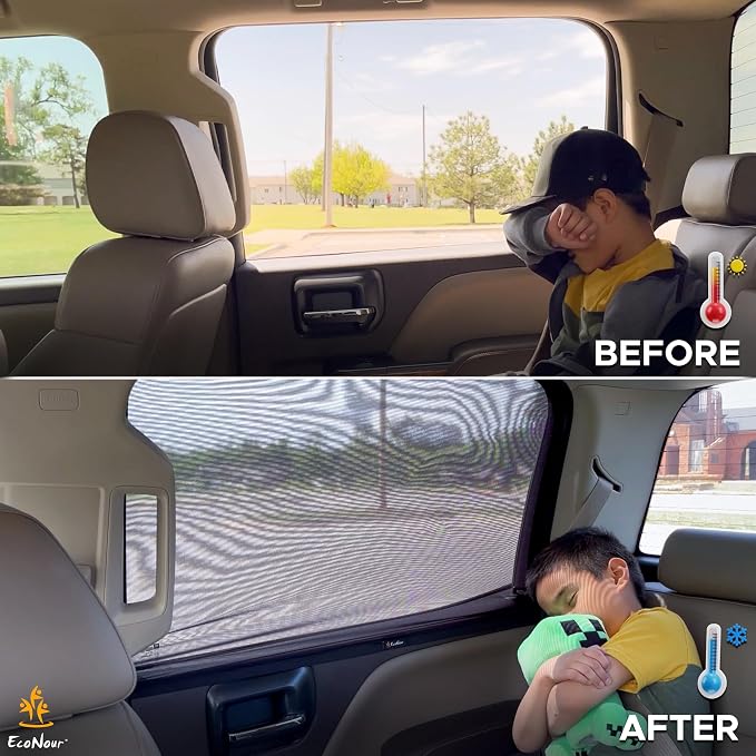EcoNour Car Rear Window Sun Shades Compatible for Toyota Tacoma 2 Pack | Breathable Sunshade with 100% UV & Mosquito Protection Mesh Rear Window Covers for Privacy & Blackout-Car Window Accessories - Image 5