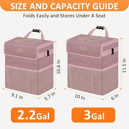 Vankor Car Trash Can with Lid Leak Proof Car Accessories for Women | 2.2 Gallon Cute Hanging Car Trash Bin for Men Car Truck Vehicle Sedan Interior Automotive Garbage Cans, Pink Quilted - Image 7