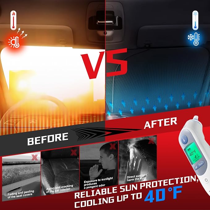 Windshield Sun Shade for 2019-2026 Le-xus ES250 ES300h ES350 ES500e 350e | 350h Foldable Sun Sunshade for Car Front Window Blocks UV Rays and Heat Automotive Interior Protector Custom Fit Accessories - Image 4