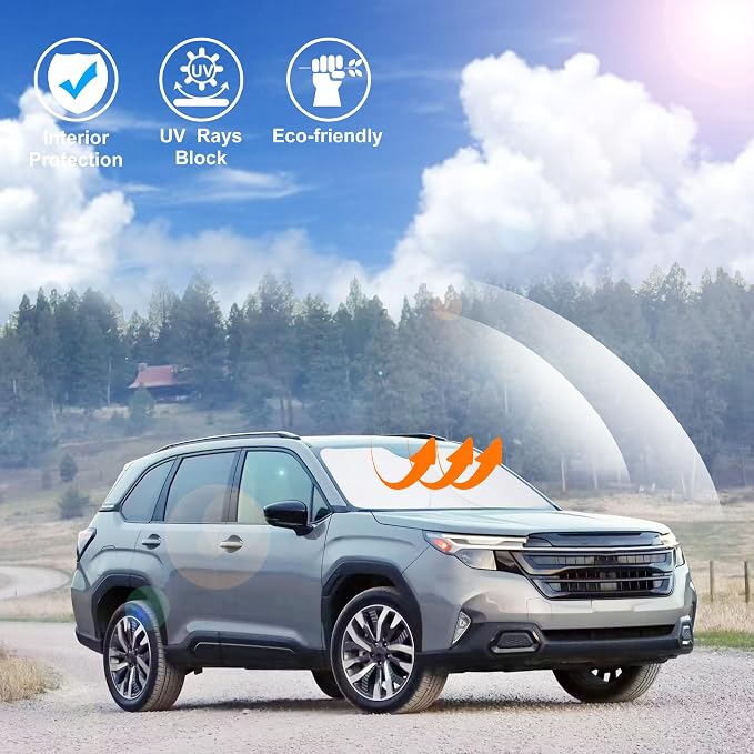 Windshield Sun Shade for 2025 2026 Subaru Forester Accessories | Full covered for windshield, Foldable & Durable, Block UV Rays, Reduce Heat, Easy to install, Keep Car Cooler - Image 5