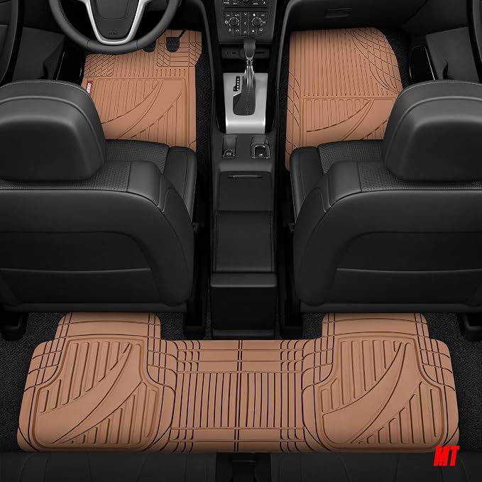 Motor Trend FlexTough Advanced Heavy Duty Beige Rubber Car Floor Mats & Cargo Liner for SUV & Car Full Set - Universal Trim to Fit All Weather Automotive Floor Mat & Cargo Liners for SUV, Car, & Van - Image 9