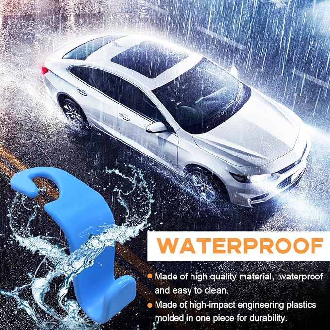 povtii 4PCS Car Seat Headrest Hook, Auto Back Seat Hanging Storage Organizer, Vehicle Seatback Hanger Holder for Purse Handbag Coat Umbrella, Universal Interior Car Accessories (Light Blue) - Image 4