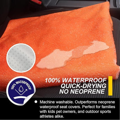 Back Seat Cover for Car Trucks Van SUV Jeep,Waterproof Rear Bench Towel Seat Covers for Dogs and Kids,Automotive Backseat Protector (Orange) - Image 3