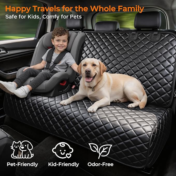 URPOWER Dog Car Seat Cover for Back Seat, Waterproof PU Leather | Non-Slip, Scratch-Resistant Rear Bench Seat Protector for Dogs, Easy to Clean, for Midsize Cars and Midsize SUVs - Image 7