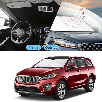 Front Windshield Sun Shade Foldable Car Front Window Sun Shade Windshield Shade Custom Fit for 2016-2020 Kia Sorento Block UV Rays Accessories Heat Keep Cooler - Image 5