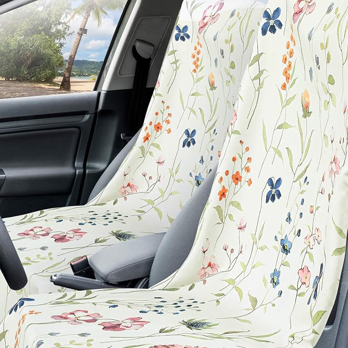 Hahafelt 2 Pack Car Seat Towel Covers with Storage Bag 63 x 32 Inch Athletic Running Towel Seat Sweat Washable Non Slip Cover Gift for Car Outdoor Sport Activities (Wildflowers) - Image 5