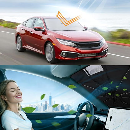 Windshield Sun Shade Umbrella for 2016-2021 Honda Civic | Full covered for windshield, Block UV Rays, Heat Reduction, Easy to install, Durable & Fold Up Small - Image 6