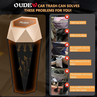Car Trash Can with Lid, Leakproof, 30 Trash Bags, Gold, 2 Pack | Small Garbage Can for Car, Car Accessories for Interior, Multipurpose Organizers and Storage Solutions for Home, Office - Image 5