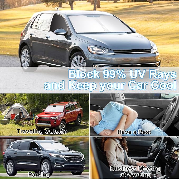 3PCS Car Window Shades Front Windshield Sun Shade Foldable Window Shade Custom Fit for 2013-2019 Volkswagen Golf Accessories Car Shades for Front Windows Anti-UV Rays Block Heat - Image 6